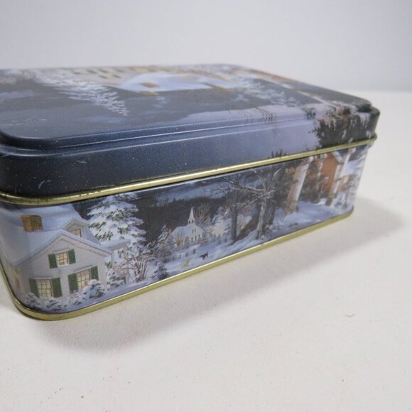 Small Snowy Scene Tin Mini Box LIKE NEW 5" - Picture 4 of 11